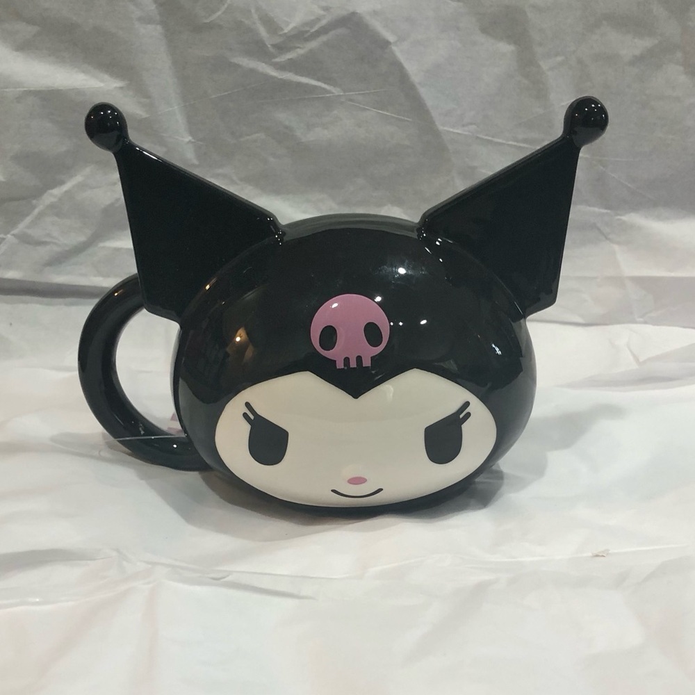 Hello Kitty Kuromi black kuromi head shaped ceramic coffee mug cup new